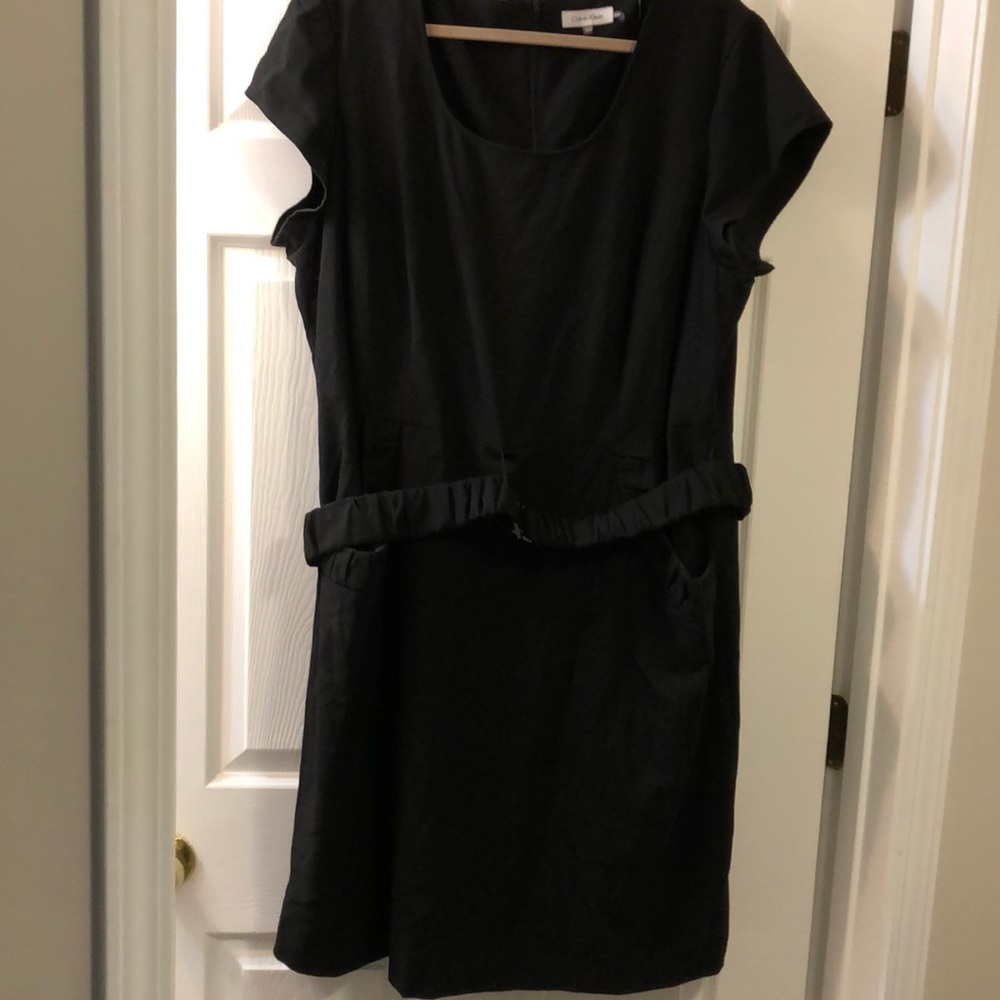 Black Calvin Klein sheath dress with POCKETS